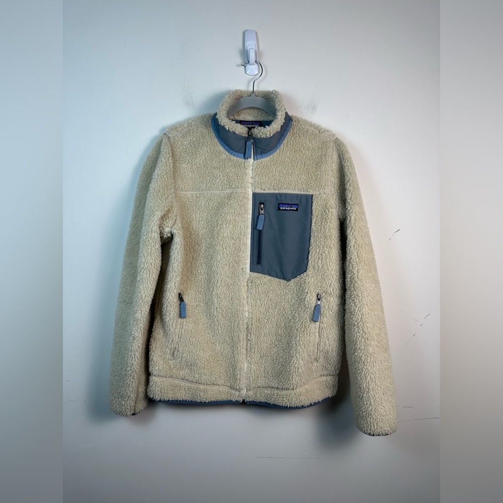 Patagonia Cream and Gray Bomber Jacket